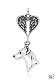 Rat Terrier Angel Necklace, Personalized Sterling Silver Sympathy Gift