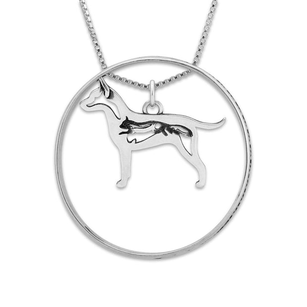 Sterling Silver Rat Terrier Necklace w/Paw Print Enhancer, Body