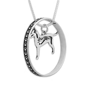 Sterling Silver Rat Terrier Necklace w/Paw Print Enhancer, Body