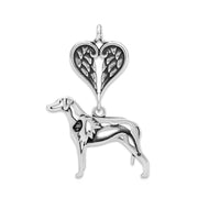 Rhodesian Ridgeback Sympathy Gift Pendant with Heart Shaped Angel Wing Pendant in Sterling Silver.