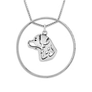 Sterling Silver Rottweiler Necklace w/Paw Print Enhancer, Head