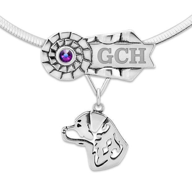Rottweiler Best In Show Necklace, Custom Grand Champion Ribbon Jewelry