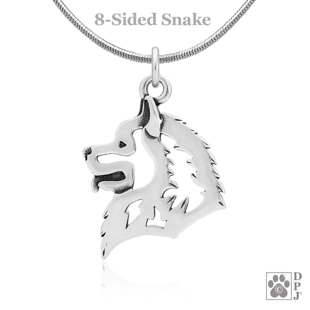 Sterling Silver Samoyed Pendant, Head