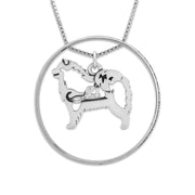 Sterling Silver Samoyed Necklace w/Paw Print Enhancer, Body