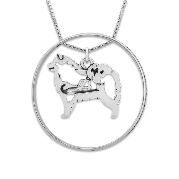 Sterling Silver Samoyed Necklace w/Paw Print Enhancer, Body