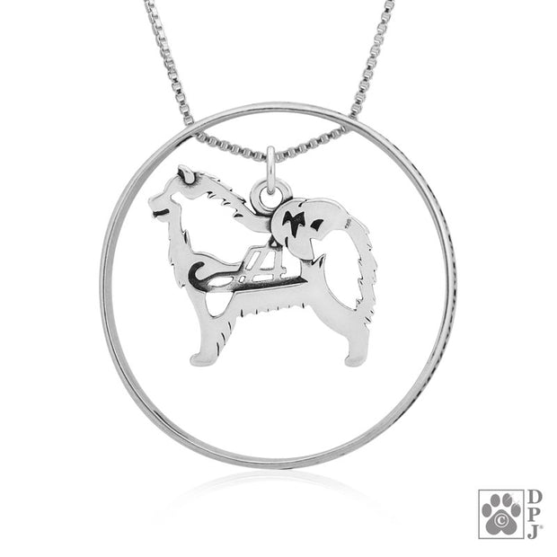 Sterling Silver Samoyed Necklace w/Paw Print Enhancer, Body