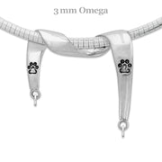 Paw Print Charm Holder in Sterling Silver on Omega Chain.