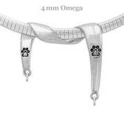 Paw Print Charm Holder in Sterling Silver on Omega Chain.