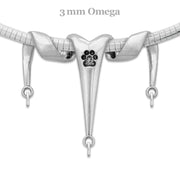 Paw Print Three Charm Holder in Sterling Silver on Omega Chain.