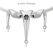 Paw Print Three Charm Holder in Sterling Silver on Omega Chain.