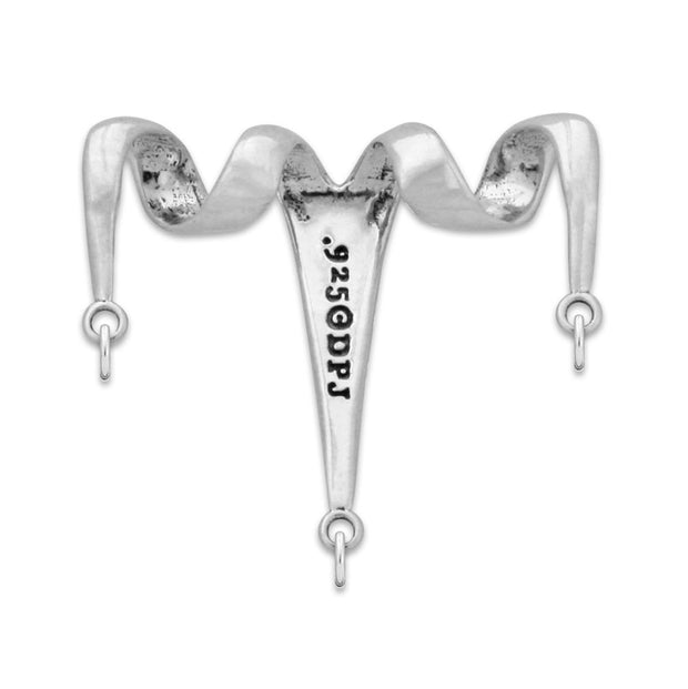 Paw Print Three Charm Holder in Sterling Silver Back Side View.