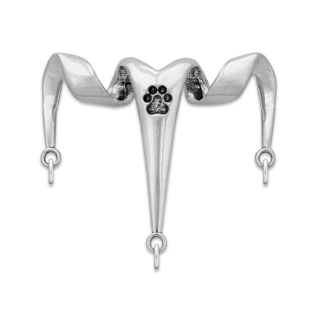 Paw Print Three Charm Holder in Sterling Silver.