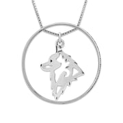 Schipperke Necklace w/Paw Print Enhancer, Head