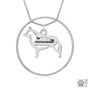 Sterling Silver Schipperke Necklace w/Paw Print Enhancer, Body