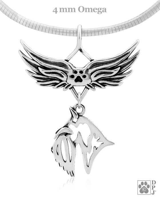 Sterling silver Scottish Terrier angel wing memorial necklace, Remembrance jewelry, Rainbow Bridge pet sympathy gifts
