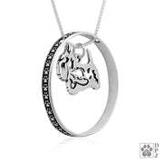 Sterling Silver Scottish Terrier Necklace w/Paw Print Enhancer, Body