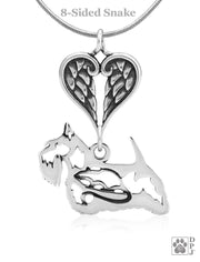 Scottish Terrier Angel Pendant, Sterling Silver Custom Memorial Keepsakes
