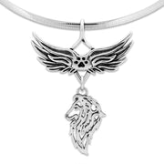 Shetland Sheepdog Pet Loss Necklace with Angel Wing Charm Holder with Paw Print in Sterling Silver on Omega Chain.