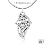 Sterling Silver Shetland Sheepdog Pendant, Head