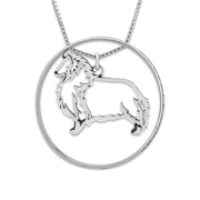 Sterling Silver Shetland Sheepdog Necklace w/Paw Print Enhancer, Body