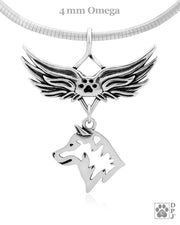Shiba Inu Memorial Necklace, Angel Wing Jewelry