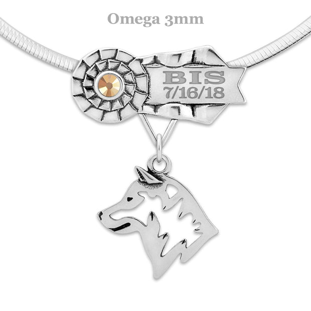 Shiba Inu Best In Show Necklace, Personalized OTCH Ribbon Jewelry