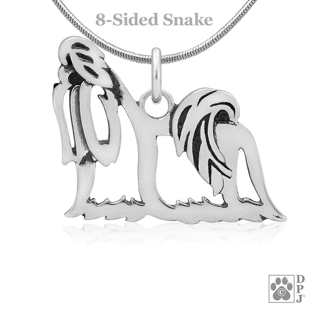 Sterling Silver Shih Tzu Necklace, Showcut Body