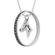 Sterling Smooth Fox Terrier Necklace w/Paw Print Enhancer, Head