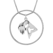 Sterling Silver Soft Coated Wheaten Terrier Necklace w/Paw Print Enhancer, Head