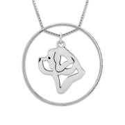 Sterling Silver Saint Bernard Necklace w/Paw Print Enhancer, Head