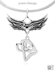 Saint Bernard Memorial Necklace, Angel Wing Jewelry