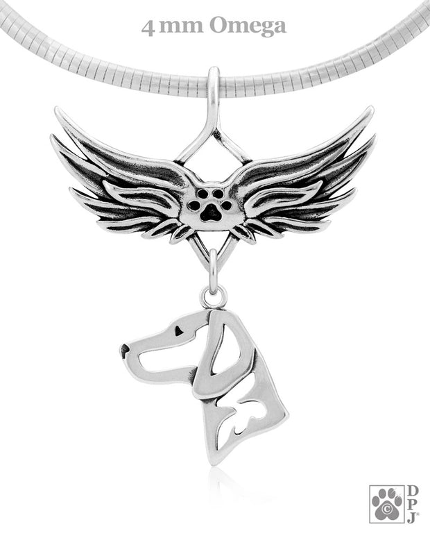 Vizsla Memorial Necklace, Angel Wing Jewelry