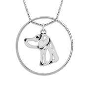 Sterling Silver Weimaraner Necklace w/Paw Print Enhancer, Head