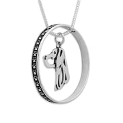 Sterling Silver Weimaraner Necklace w/Paw Print Enhancer, Head