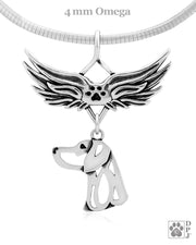 Weimaraner Memorial Necklace, Angel Wing Jewelry