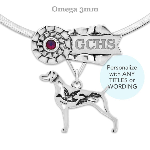 Best In Show Weimaraner Necklace, Dog Show Grand Champion Jewelry