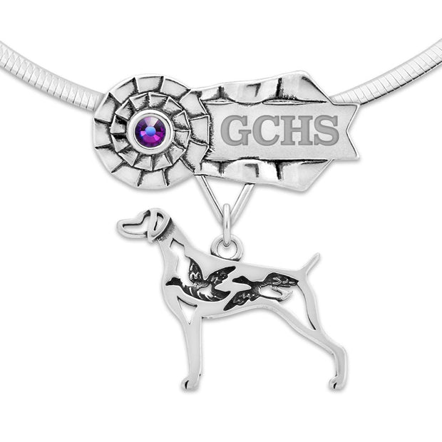 Best In Show Weimaraner Necklace, Dog Show Grand Champion Jewelry