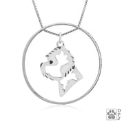 Sterling Silver West Highland White Terrier Necklace w/Paw Print Enhancer, Head