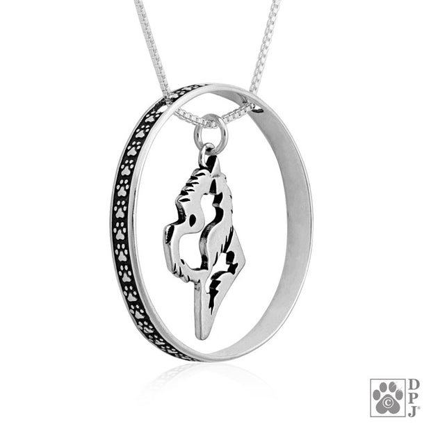 Sterling Silver West Highland White Terrier Necklace w/Paw Print Enhancer, Head
