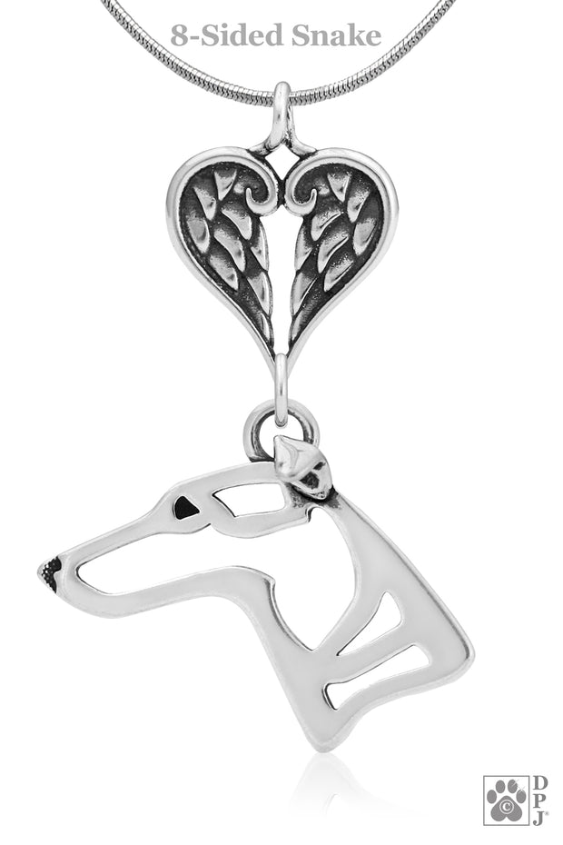 Whippet Angel Necklace, Personalized Sterling Silver Sympathy Gifts