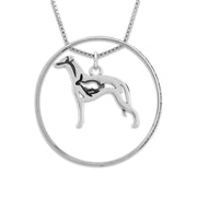 Sterling Silver Whippet Necklace w/Paw Print Enhancer, Body