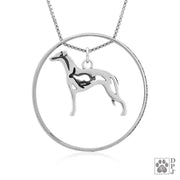 Sterling Silver Whippet Necklace w/Paw Print Enhancer, Body