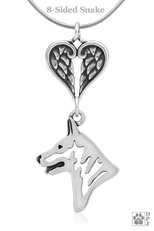 White Shepherd Angel Necklace, Personalized Sympathy Gifts