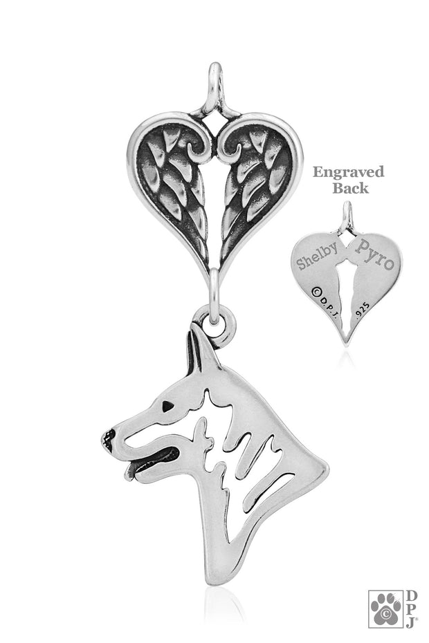White Shepherd Angel Necklace, Personalized Sympathy Gifts