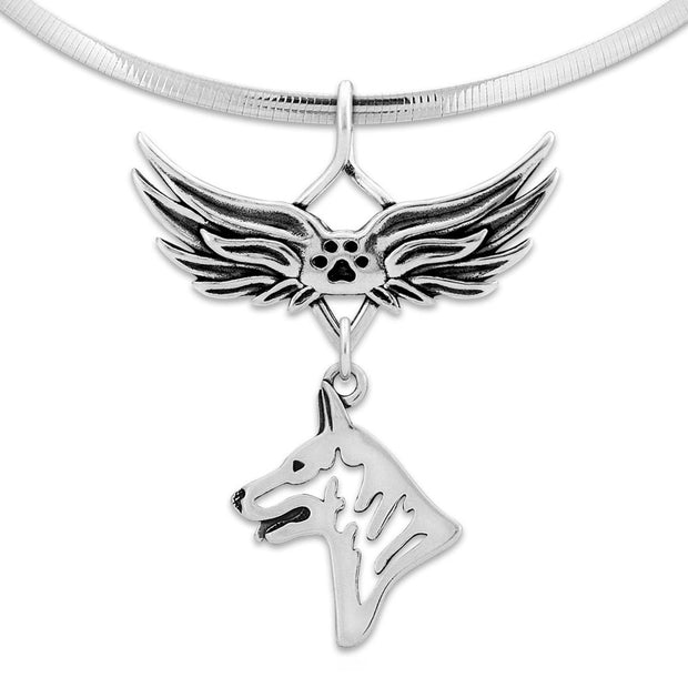 White Shepherd Angel Wing Necklace