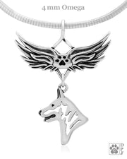 White Shepherd Memorial Necklace, Angel Wing Jewelry