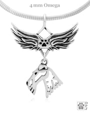 Wire Fox Terrier Memorial Necklace, Angel Wing Jewelry
