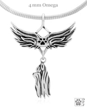 Yorkshire Terrier Memorial Necklace, Angel Wing Jewelry