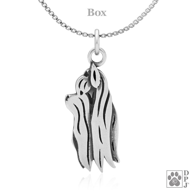 Sterling Silver Yorkshire Terrier Pendant, Showcut Head