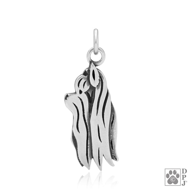 Sterling Silver Yorkshire Terrier Pendant, Showcut Head